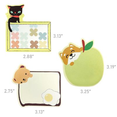 Wrapables Yummy Animal Memo Sticky Notes (Set of 3), Brown Bear, Dog, Kitty Image 1