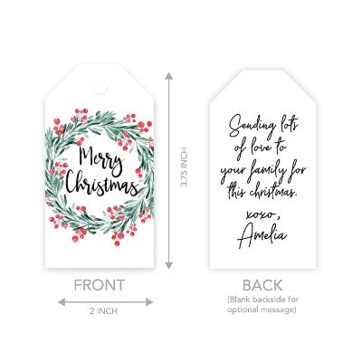 Wreath Merry Christmas To/From Gift Tags Image 1