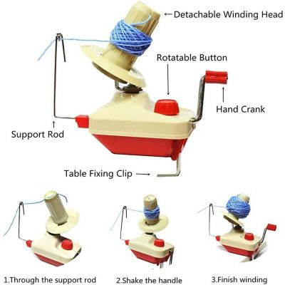 Yarn Ball Winder Easy to Set Up and Use - Hand Operated Yarn Winder 3.5 Ounce Capacity +1 Set 4 Size Pompom Maker +20 PCS Needle Button Set + 1 PCS Scissors Image 1
