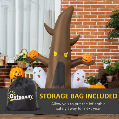 Yeah Depot - 5' Halloween Inflatable Ghost Tree With Pumpkins &amp; Led Lights Image 1