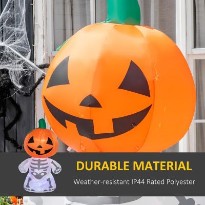 Yeah Depot - 6Ft Halloween Inflatable Smiling Skeleton Ghost With Pumpkin Head Image 2