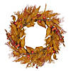 Yellow and Orange Berry and Leaves Fall Harvest Artificial Wreath - 24-Inch  Unlit Image 1