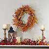 Yellow and Orange Berry and Leaves Fall Harvest Artificial Wreath - 24-Inch  Unlit Image 1