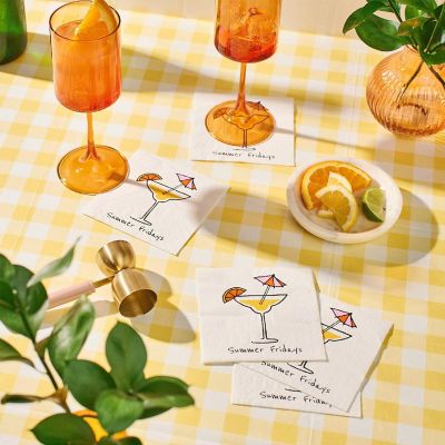 Yellow Gingham Paper Tablecloth Image 2