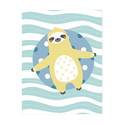 Yellow Sloth Float Nursery Art 8.5x11in Image 1