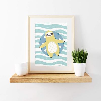 Yellow Sloth Float Nursery Art 8.5x11in Image 1