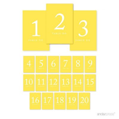 Yellow Table Numbers 1 20 4x6 Image 1