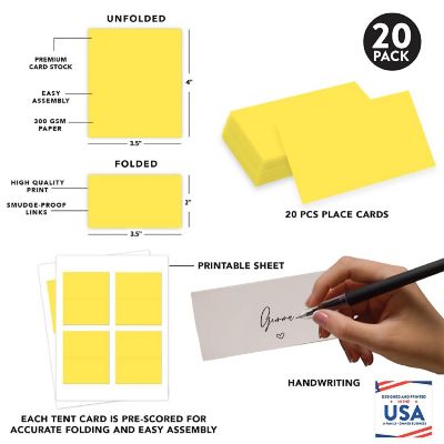 Yellow Table Tent Place Cards 20-Pack Image 1