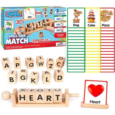 Young Hands Wooden Reading Blocks - Spin, Spell & Match Words Age 3+ Image 1