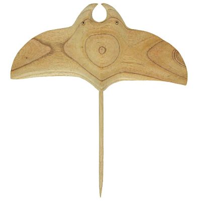 Zeckos 18 Inch Hand Carved Wood Stingray Wall Hanging Sculpture Coastal Manta Ray Home Decor Art Image 1