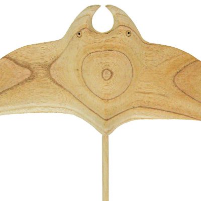 Zeckos 18 Inch Hand Carved Wood Stingray Wall Hanging Sculpture Coastal Manta Ray Home Decor Art Image 1