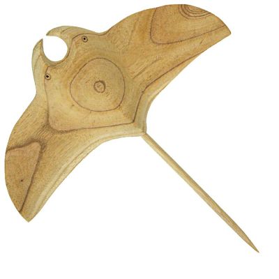 Zeckos 18 Inch Hand Carved Wood Stingray Wall Hanging Sculpture Coastal Manta Ray Home Decor Art Image 2