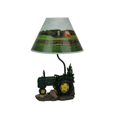 Zeckos 19 Inch Vintage Green Farm Tractor Table Lamp Farmhouse Country Decor Rustic Decorative Room Light Image 2