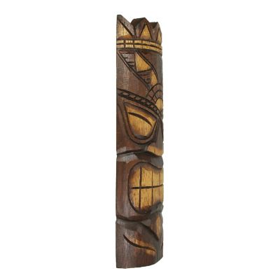 Zeckos 20 Inch Carved Wood Tiki God Masks Tropical Beach Hawaiian Home Decor Set of 3 Image 1