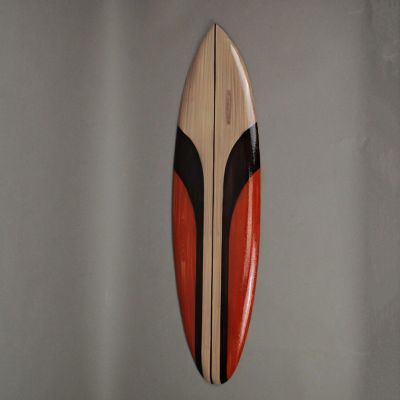 Zeckos 32 In Hand Carved Painted Wooden Surfboard Wall Hanging Decor Beach Art Set of 3 Image 1