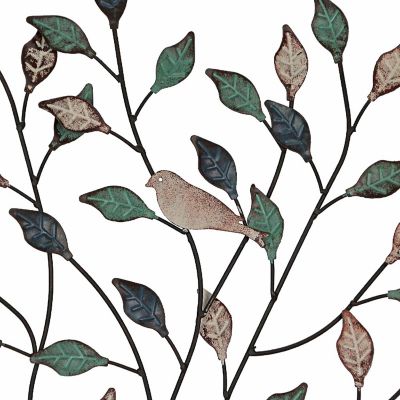 Zeckos 36 inch Tri Tone Leaves Birds In Branches Metal Tree Indoor Outdoor Wall D&#233;cor Hanging - Lightweight Image 1