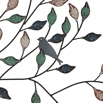 Zeckos 36 inch Tri Tone Leaves Birds In Branches Metal Tree Indoor Outdoor Wall D&#233;cor Hanging - Lightweight Image 2