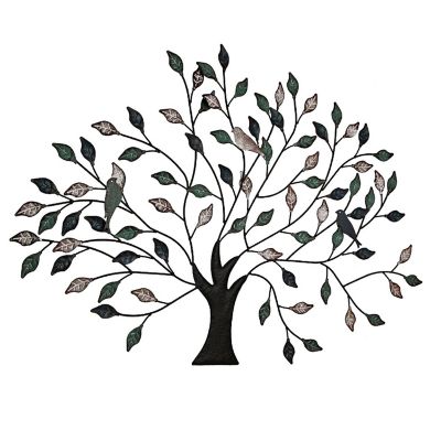 Zeckos 36 inch Tri Tone Leaves Birds In Branches Metal Tree Indoor Outdoor Wall D&#233;cor Hanging - Lightweight Image 3