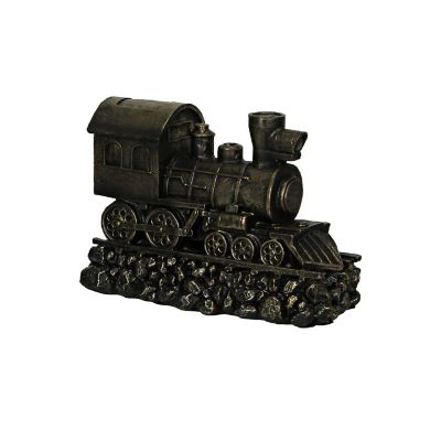 Zeckos Antique Bronze Finish Steam Locomotive Decorative Bookends Set for Train Enthusiasts - Vintage Style Book End Shelf Decor Art -  Each 9.25 Inches Long Image 2