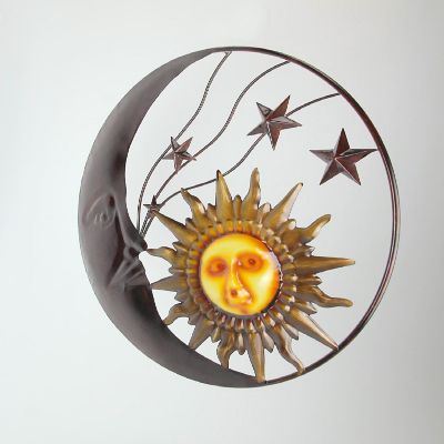 Zeckos Celestial Metal Moon Sun and Stars Wall Art Hanging Image 1