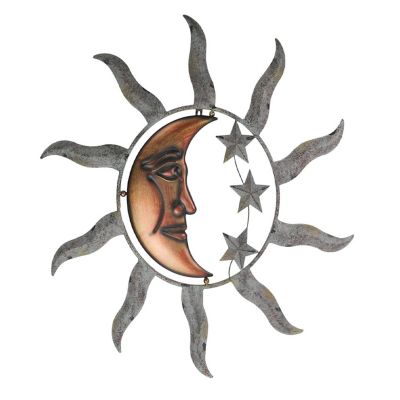 Zeckos Celestial Sun Moon and Stars Indoor Outdoor 28 inch Metal Wall D&#233;cor Hanging Sculpture Image 1
