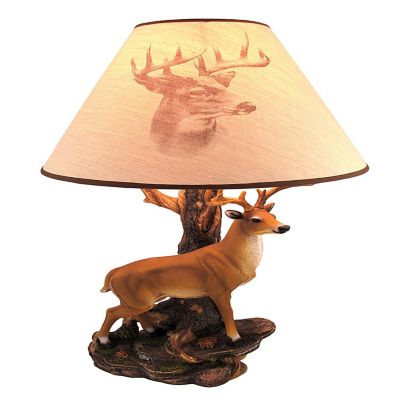 Zeckos `Champion` 12 Point Buck Table Lamp with Deer Printed Shade Western D&#233;cor Image 1