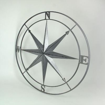 Zeckos Galvanized Zinc Finish Metal Indoor/Outdoor Nautical Compass Rose Wall D&#233;cor Art Hanging 36 in. Image 1