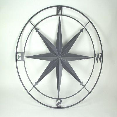 Zeckos Galvanized Zinc Finish Metal Indoor/Outdoor Nautical Compass Rose Wall D&#233;cor Art Hanging 36 in. Image 2
