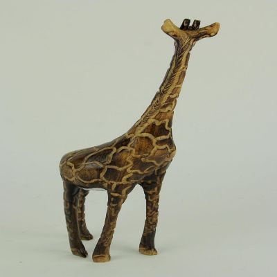 Zeckos Hand Carved Wood Burned Finish Giraffe Statue Image 1