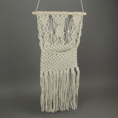 Zeckos Hand Tied Macrame Bohemian Style Wall Pocket 27 Inches High Boho Decor Image 3