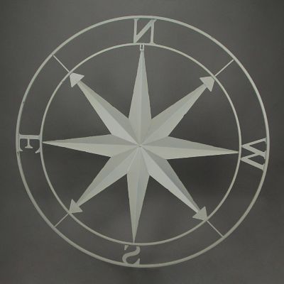 Zeckos Off-White Indoor Outdoor Metal Nautical Compass Rose Wall D&#233;cor Sculpture 39.5 Inch Diameter Image 2