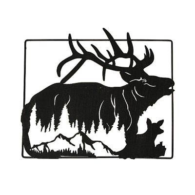 Zeckos Set of 2 Black Laser Cut Metal Elk Wall Hangings Cabin Decor Rustic Home Decorative Art Western D&#233;cor Image 2