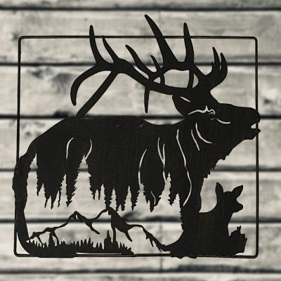 Zeckos Set of 2 Black Laser Cut Metal Elk Wall Hangings Cabin Decor ...