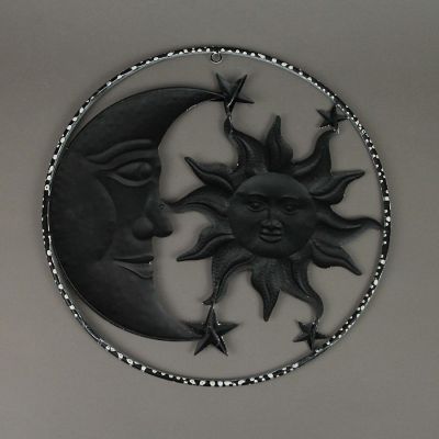 Zeckos Set of 2 Rustic Metal Sun Moon Stars Wall Art Celestial Hanging Decor Indoor Outdoor Art Decorations Image 3