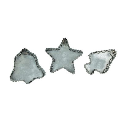 Zeckos Set of 3 Oversized Galvanized Zinc Finish Christmas Cookie Cutter Wall Hangings Image 2