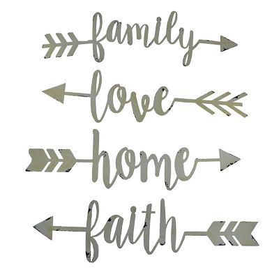 Zeckos Shabby Chic Family Love Home and Faith 4 Piece Wall Arrow Set Modern Farmhouse D&#233;cor Image 1