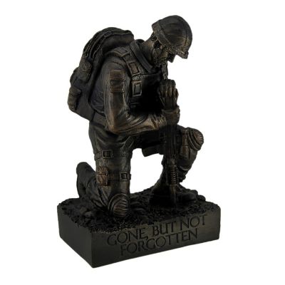 Zeckos Silent Salute Kneeling Military Soldier with Rifle In Ground Statue Image 1