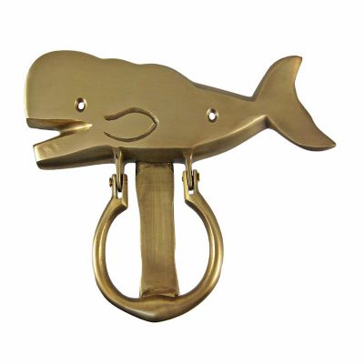 Zeckos Solid Brass  Whale Door Knocker Image 1