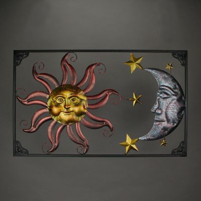 Zeckos Tri-Color Metal Art Celestial Sun Moon and Stars Indoor Outdoor Wall D&#233;cor Hanging Image 1
