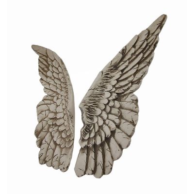 Zeckos Wings of Protection Pair of 11 inch Aged Finish Wall Sculpture - Angel Wings Art Wall Decor Image 1