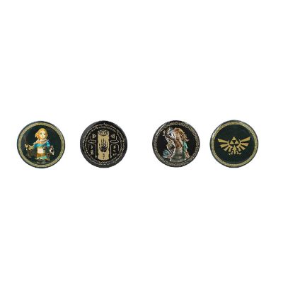 Zelda Tears of the Kingdom Button Pack - Authentication Crest, Link, Zelda, and Hyrule Crest (4-Pack) Image 1