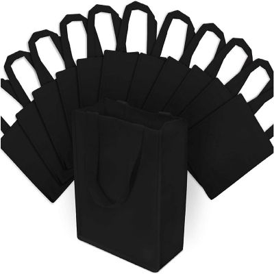 Zenpac- Black Fabric Small Reusable Bags with Handles for Retail Stores 12 Pack 8x4x10 Image 1