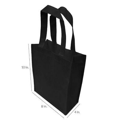 Zenpac- Black Fabric Small Reusable Bags with Handles for Retail Stores 12 Pack 8x4x10 Image 1