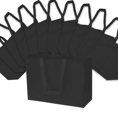 Zenpac- Black Small Fabric Take-Out Bags with Handles 12 Pack 16x6x12 Image 1