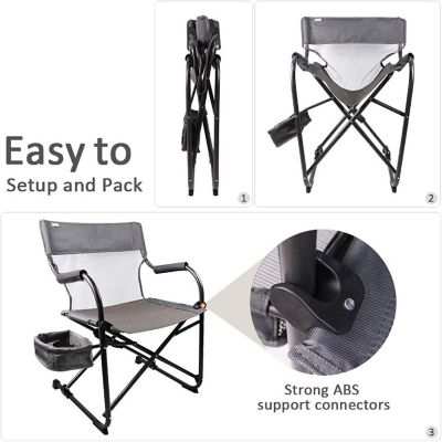 Zenree Heavy Duty Portable Camping Folding Director's Chair Outdoor, Gray Image 1