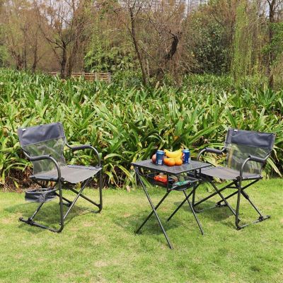 Zenree Heavy Duty Portable Camping Folding Director's Chair Outdoor, Gray Image 2