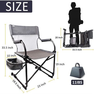 Zenree Heavy Duty Portable Camping Folding Director's Chair Outdoor, Gray Image 3