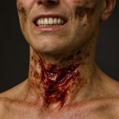Zombie Torn Throat Fx Transfer Costume Accessory Image 2