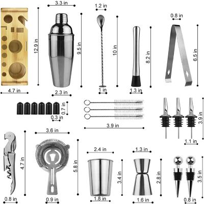 Zulay Kitchen 24-Piece Stainless Steel Bartender Set Kit Image 1
