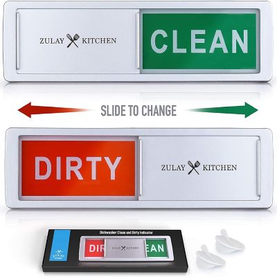 Zulay Kitchen Dishwasher Clean Dirty Magnet Sign Silver Image 1